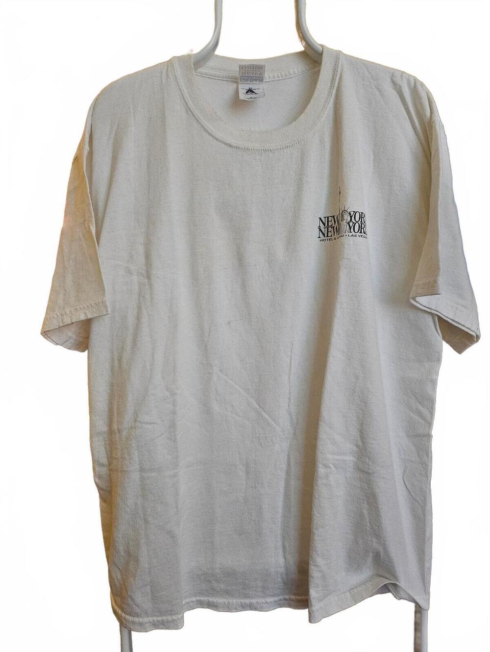 New York New York, Las Vegas Casino White Tee Shirt gildan Mens Size XL - EUC